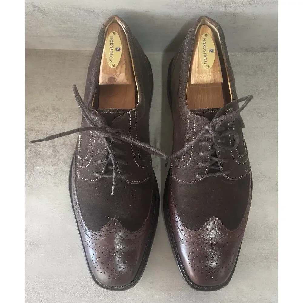 Mephisto Paolino Wingtip Oxford Brown Leather Suede Men's US 10 Goodyear Welt